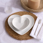 Dusklia - Heart Shaped Set of 4 Dinner Plates - White
