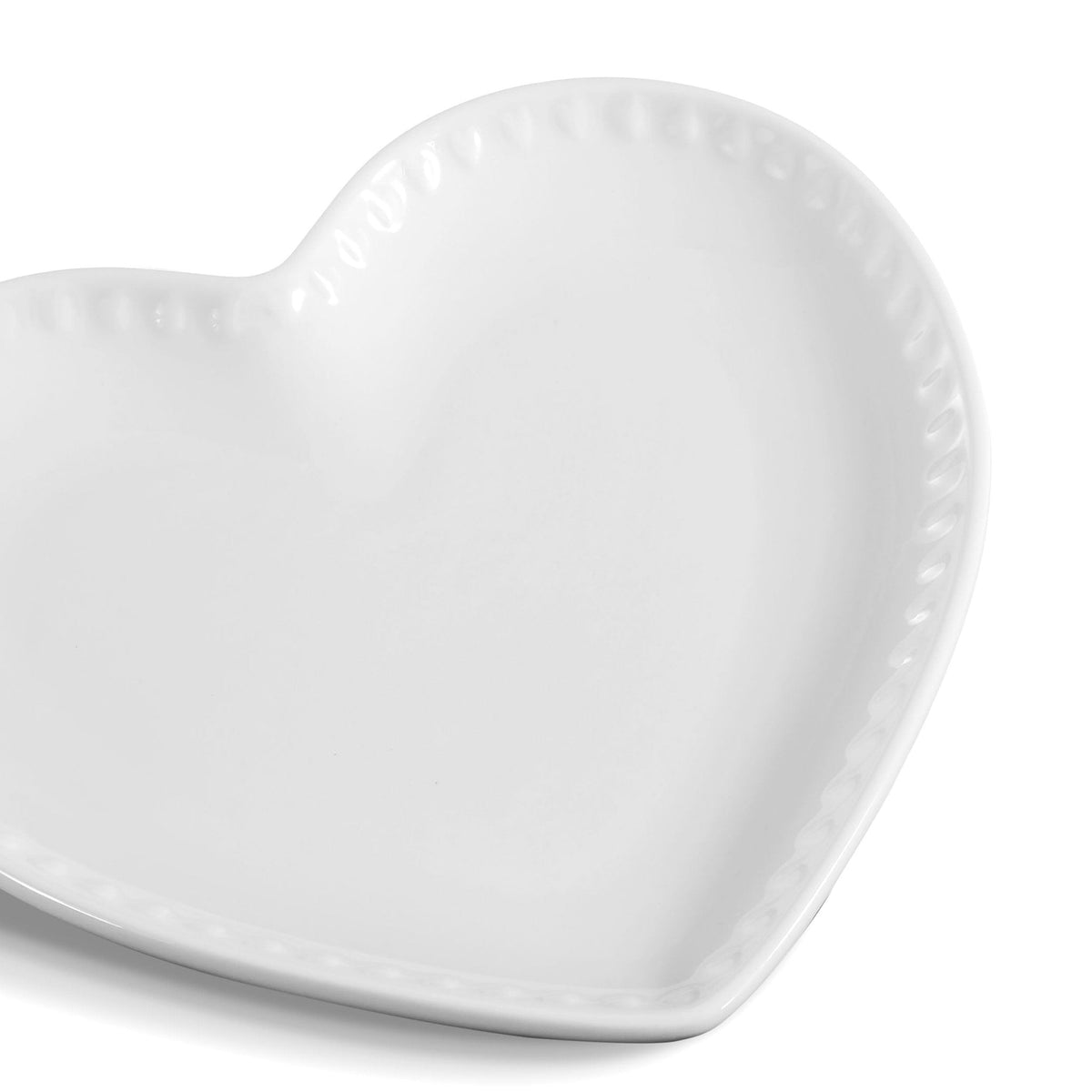 Dusklia - Heart Shaped Set of 4 Dinner Plates - White