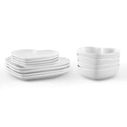 Dusklia - Heart Shaped Set of 4 Dinner Plates - White