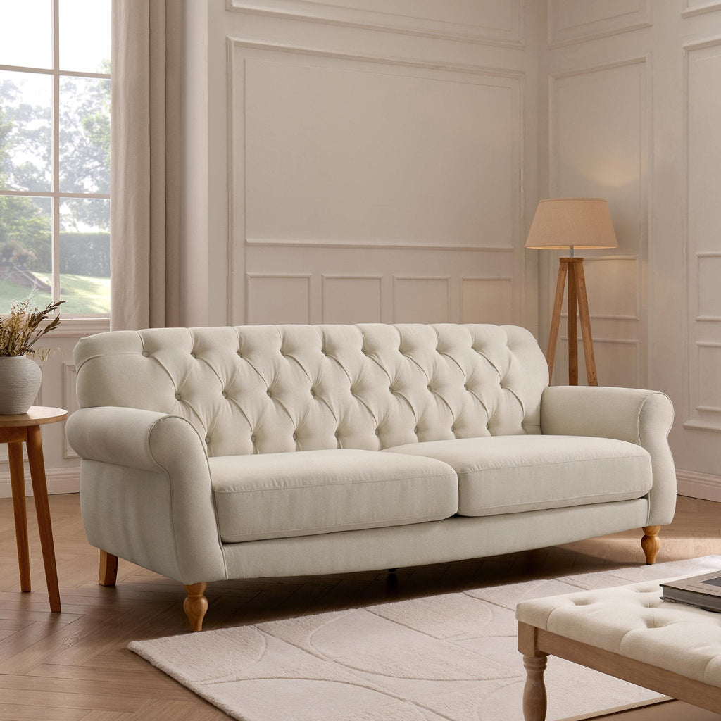 Dusklia - Hebden 3 Seater Sofa - Cream Linen
