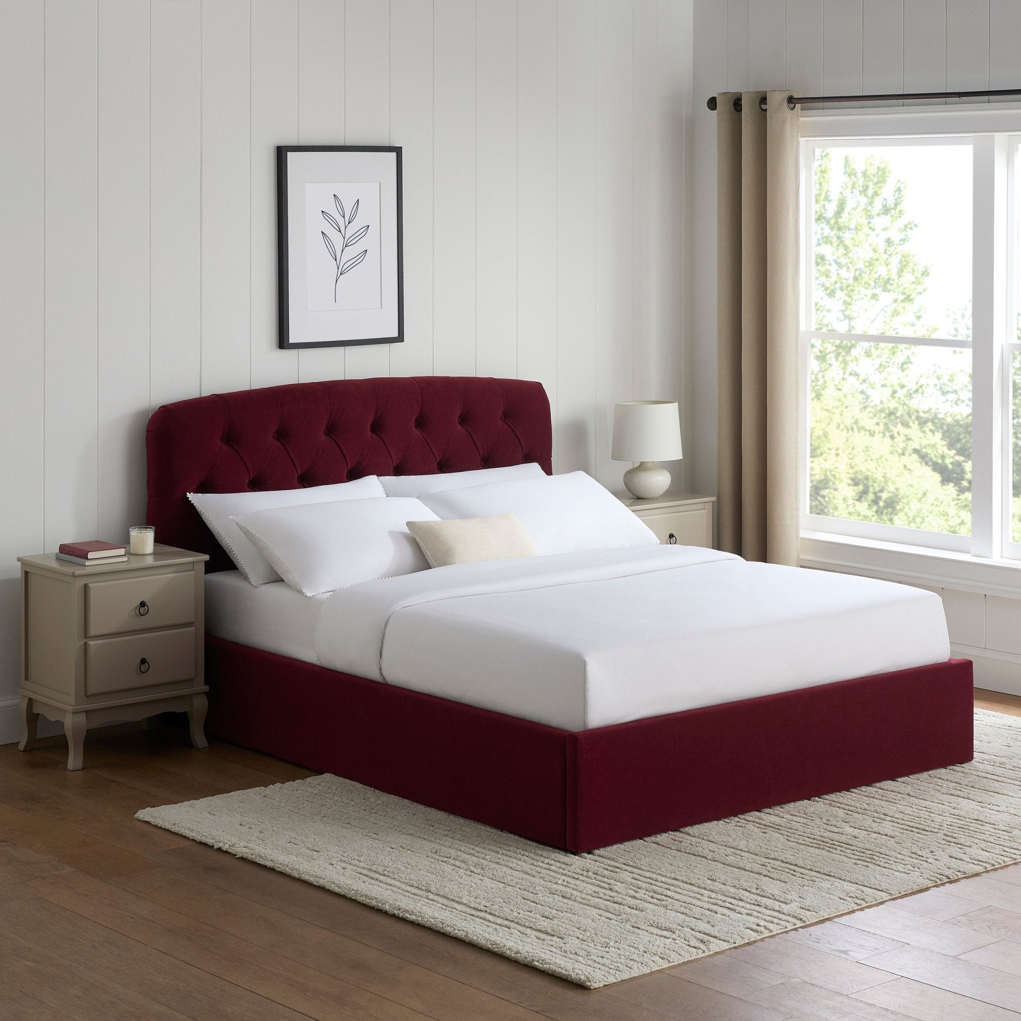 Dusklia - Hebden Ottoman Storage Bed - Berry