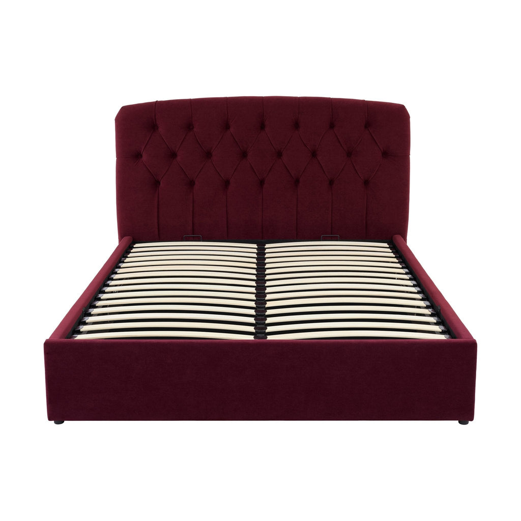Dusklia - Hebden Ottoman Storage Bed - Berry