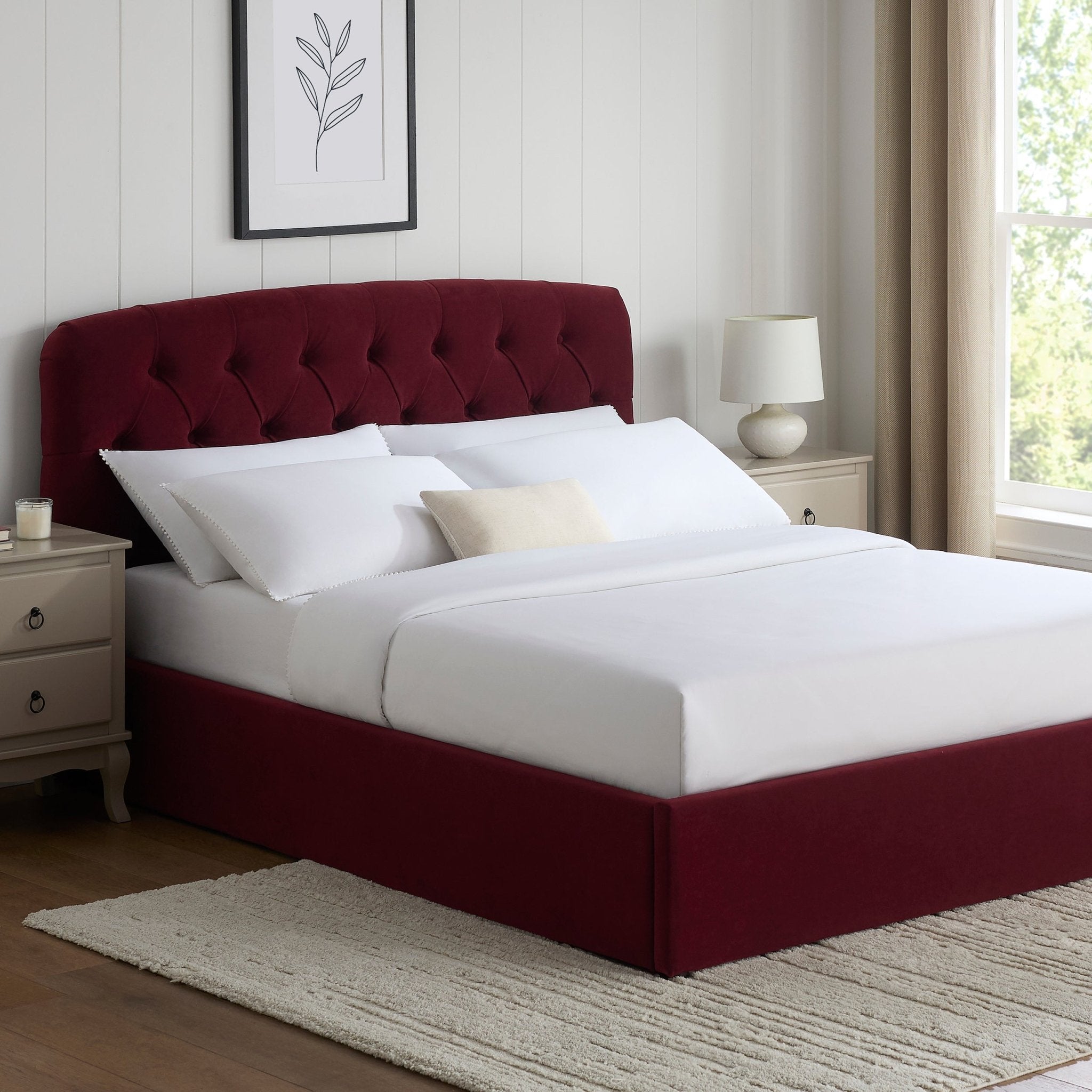 Dusklia - Hebden Ottoman Storage Bed - Berry