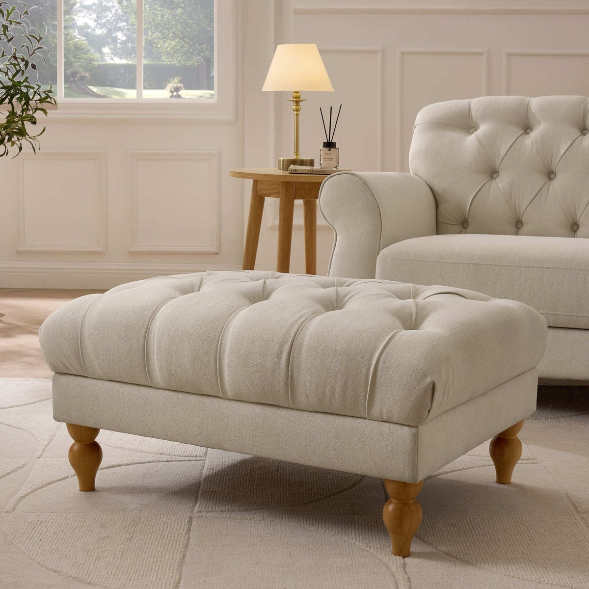 Dusklia - Hebden Pouffe - Cream Linen