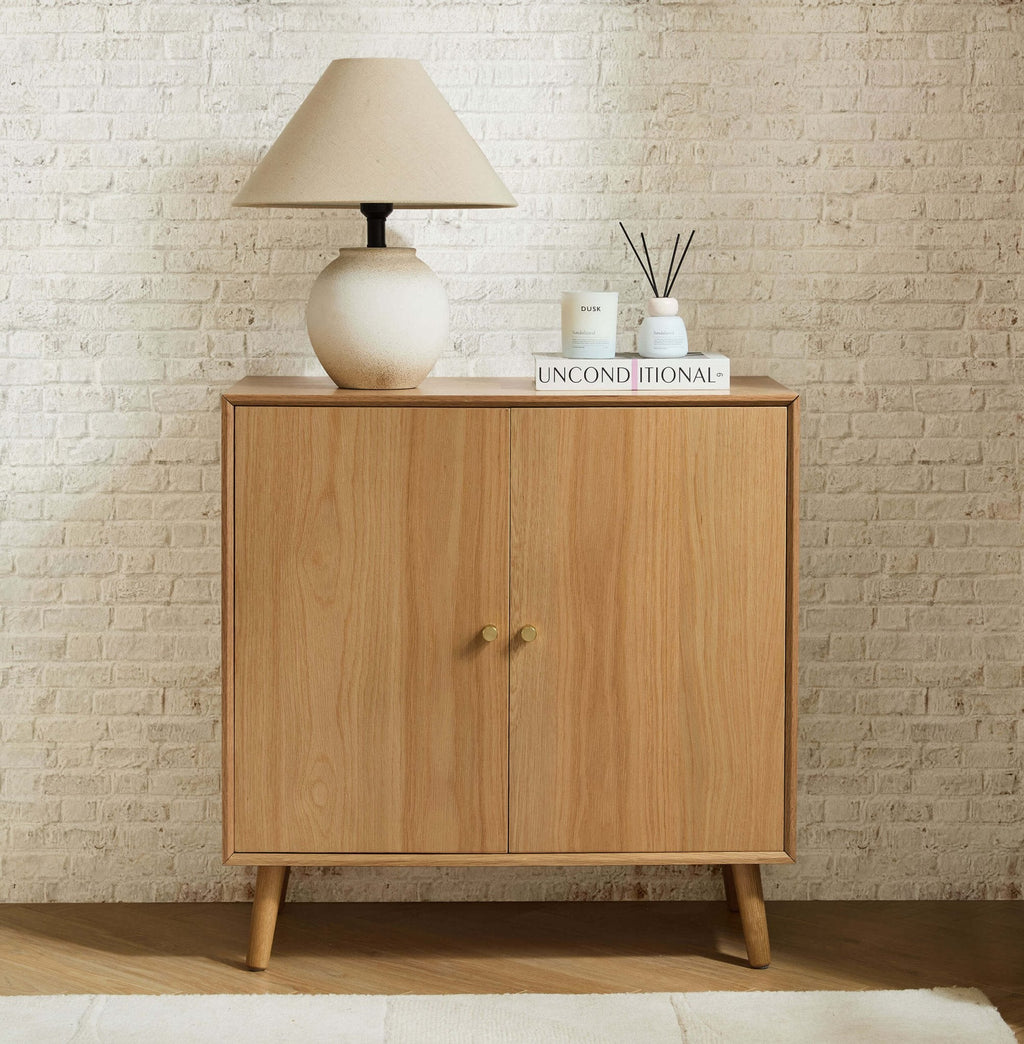 Dusklia - Heidi Oak 2 Door Sideboard - Light Wood