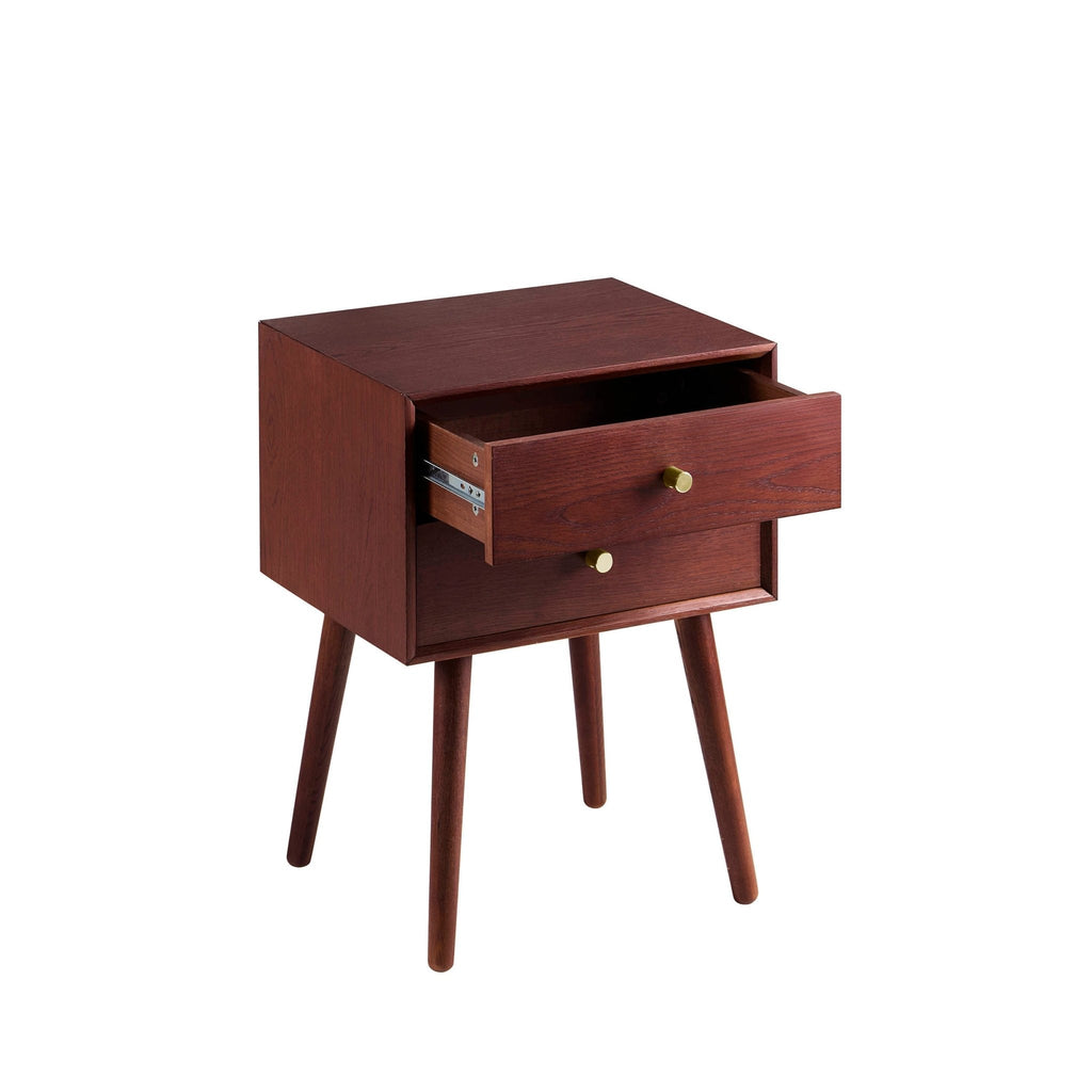 Dusklia - Heidi Oak 2 Drawer Bedside Table - Cherry Wood