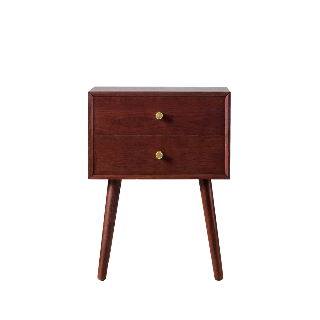 Dusklia - Heidi Oak 2 Drawer Bedside Table - Cherry Wood