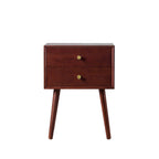 Dusklia - Heidi Oak 2 Drawer Bedside Table - Cherry Wood