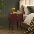 Dusklia - Heidi Oak 2 Drawer Bedside Table - Cherry Wood