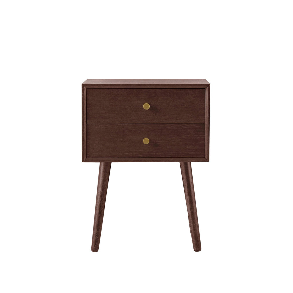 Dusklia - Heidi Oak 2 Drawer Bedside Table - Walnut