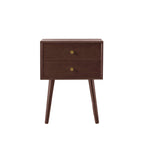 Dusklia - Heidi Oak 2 Drawer Bedside Table - Walnut