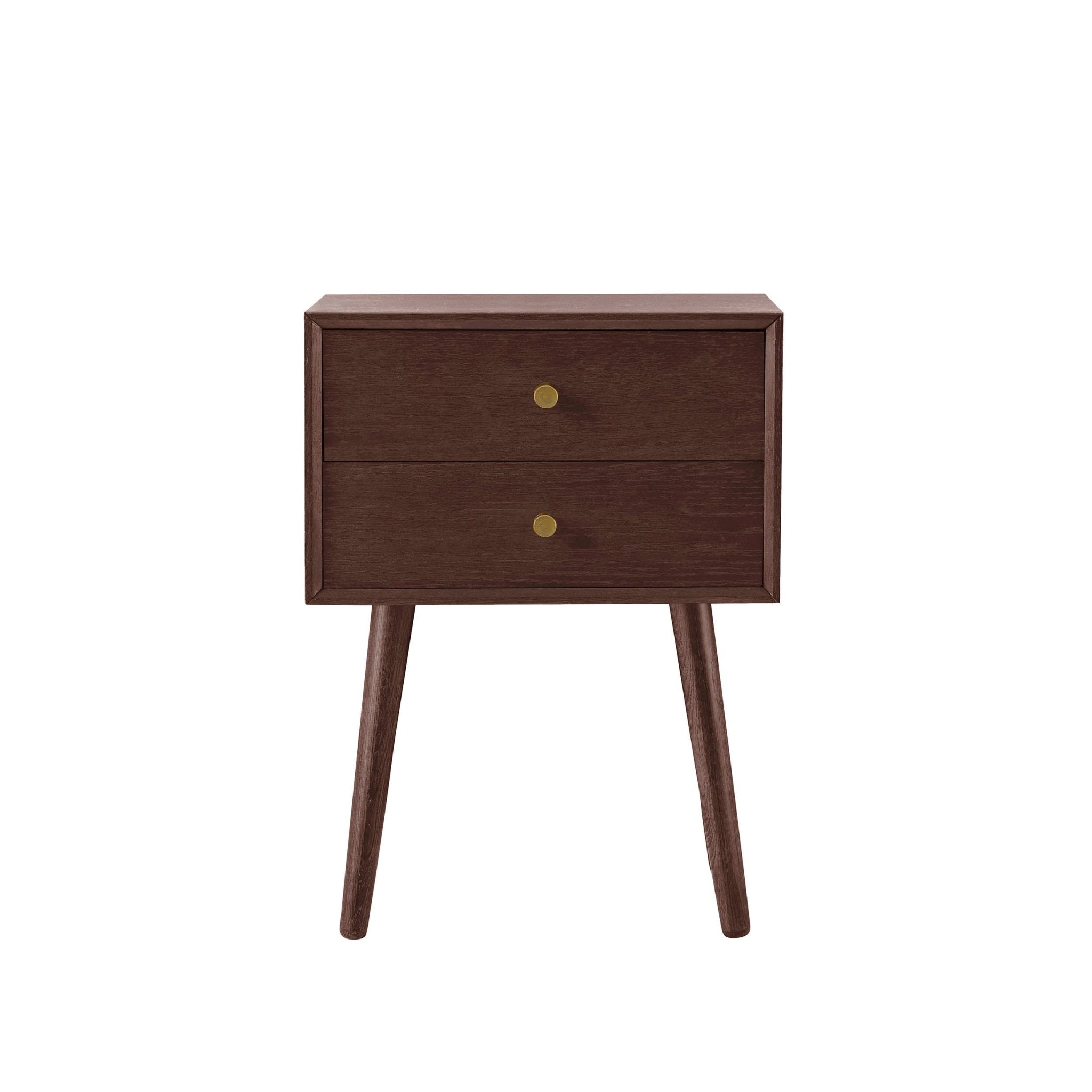 Dusklia - Heidi Oak 2 Drawer Bedside Table - Walnut