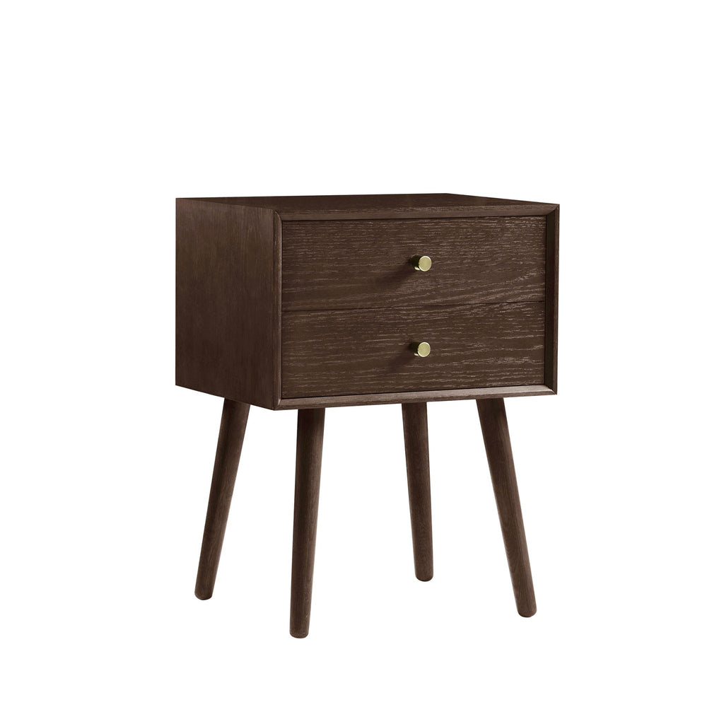 Dusklia - Heidi Oak 2 Drawer Bedside Table - Walnut