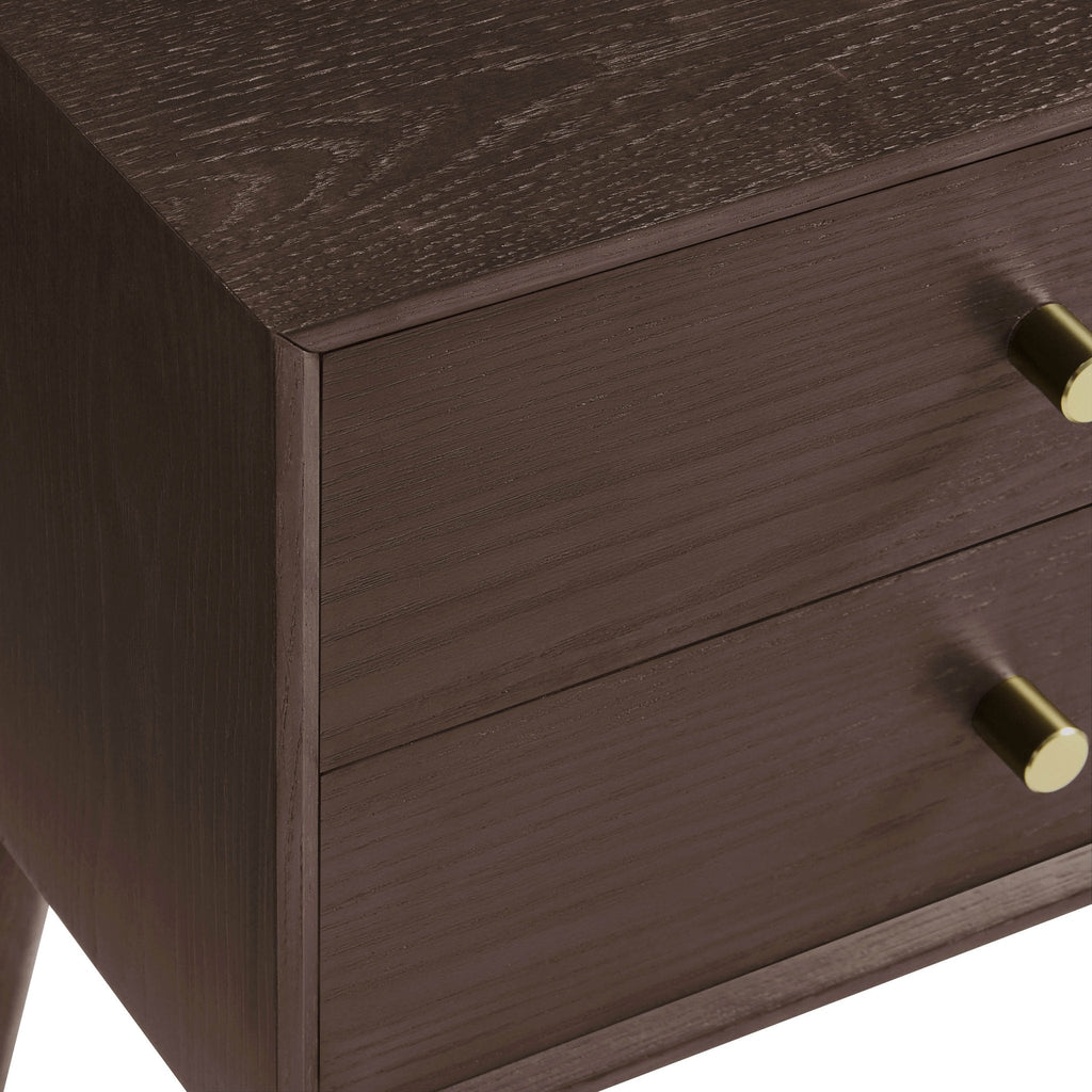 Dusklia - Heidi Oak 2 Drawer Bedside Table - Walnut