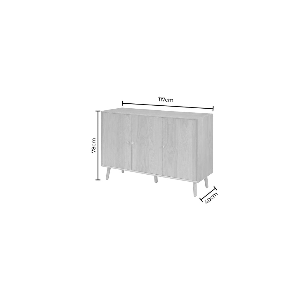 Dusklia - Heidi Oak 3 Door Sideboard - Light Wood