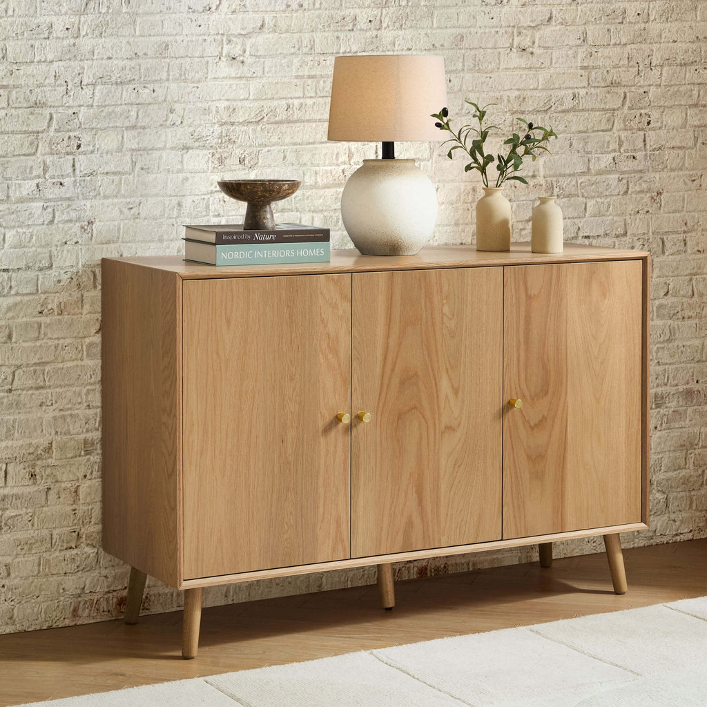 Dusklia - Heidi Oak 3 Door Sideboard - Light Wood