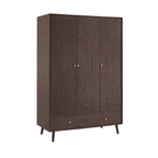 Dusklia - Heidi Oak 3 Door Wardrobe with Drawers - Walnut