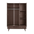 Dusklia - Heidi Oak 3 Door Wardrobe with Drawers - Walnut