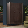 Dusklia - Heidi Oak 3 Door Wardrobe with Drawers - Walnut
