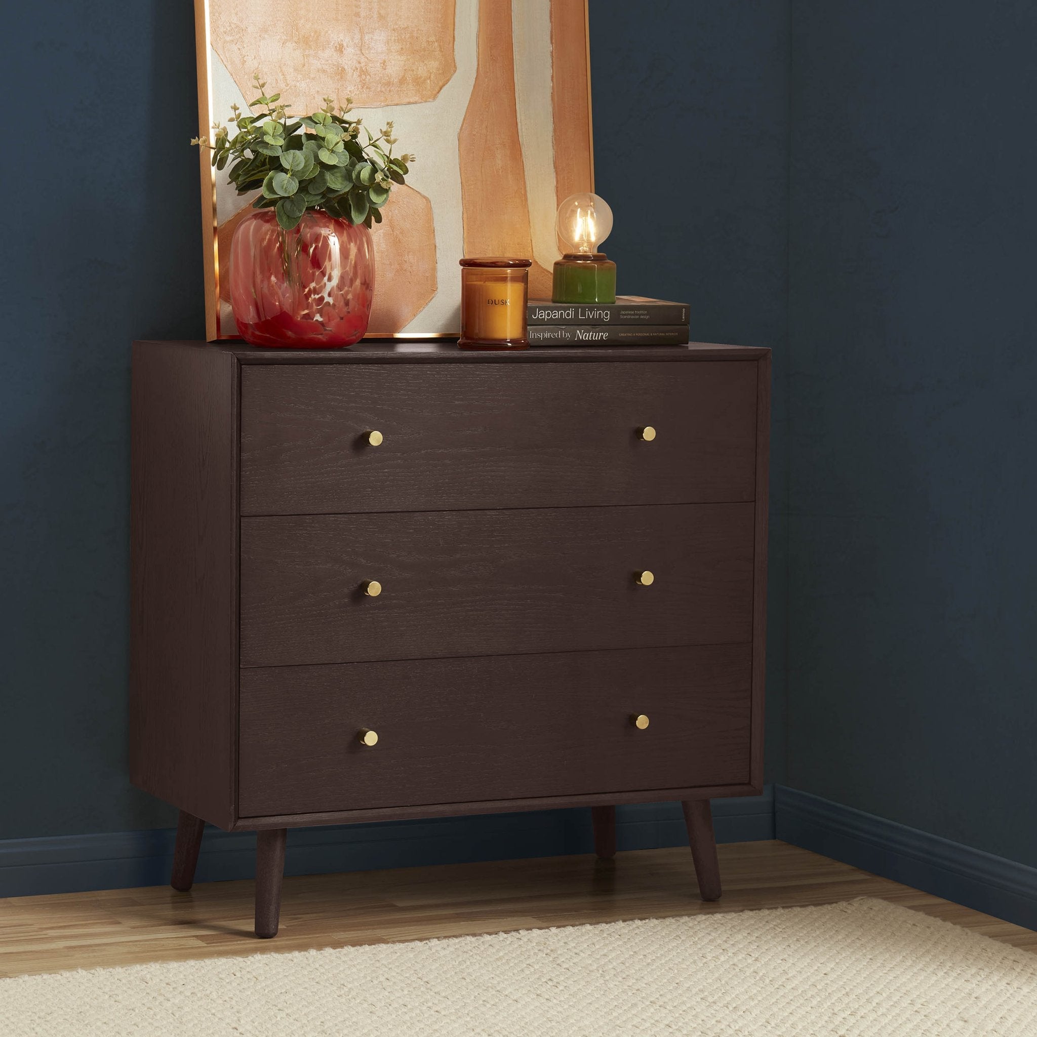 Dusklia - Heidi Oak 3 Drawer Chest - Walnut