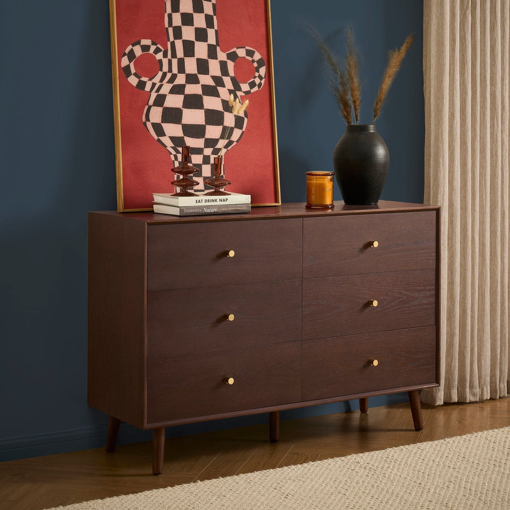 Dusklia - Heidi Oak 6 Drawer Chest - Walnut