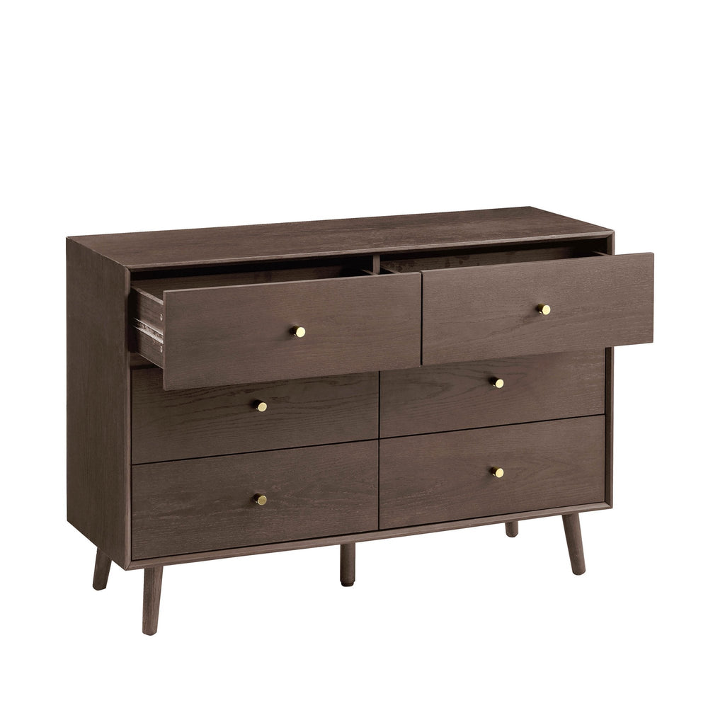 Dusklia - Heidi Oak 6 Drawer Chest - Walnut