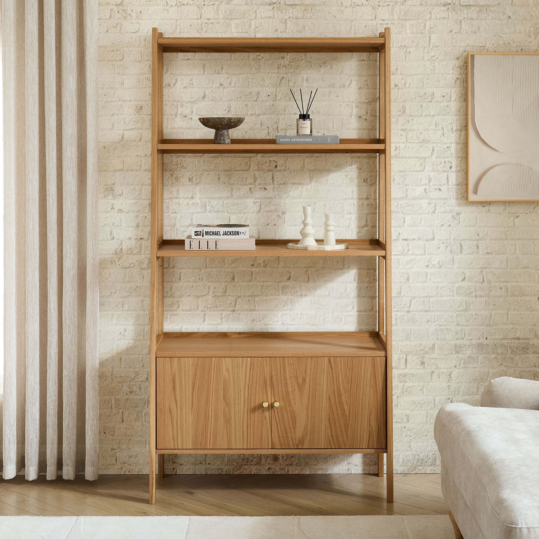 Dusklia - Heidi Oak Display Cabinet - Light Wood