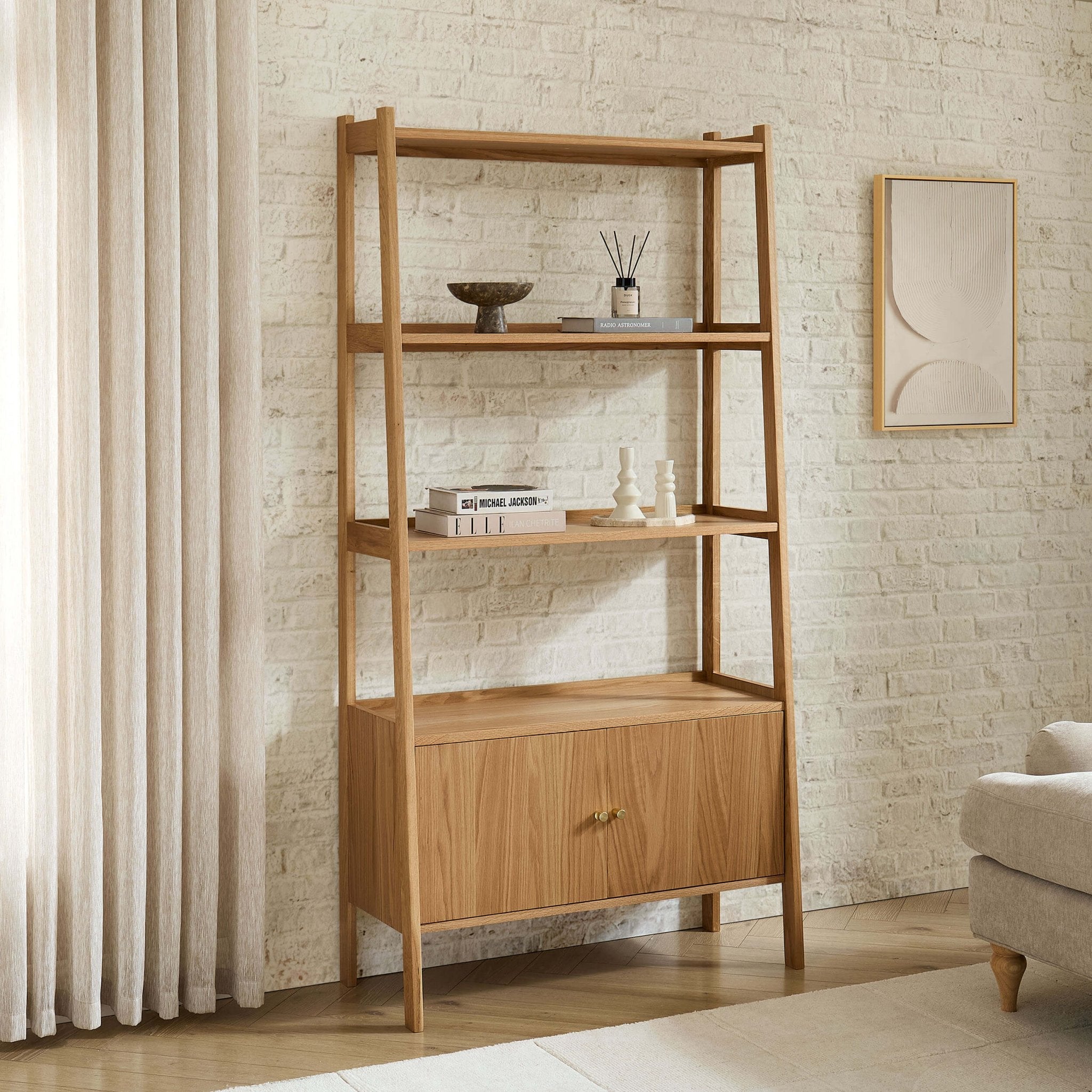 Dusklia - Heidi Oak Display Cabinet - Light Wood