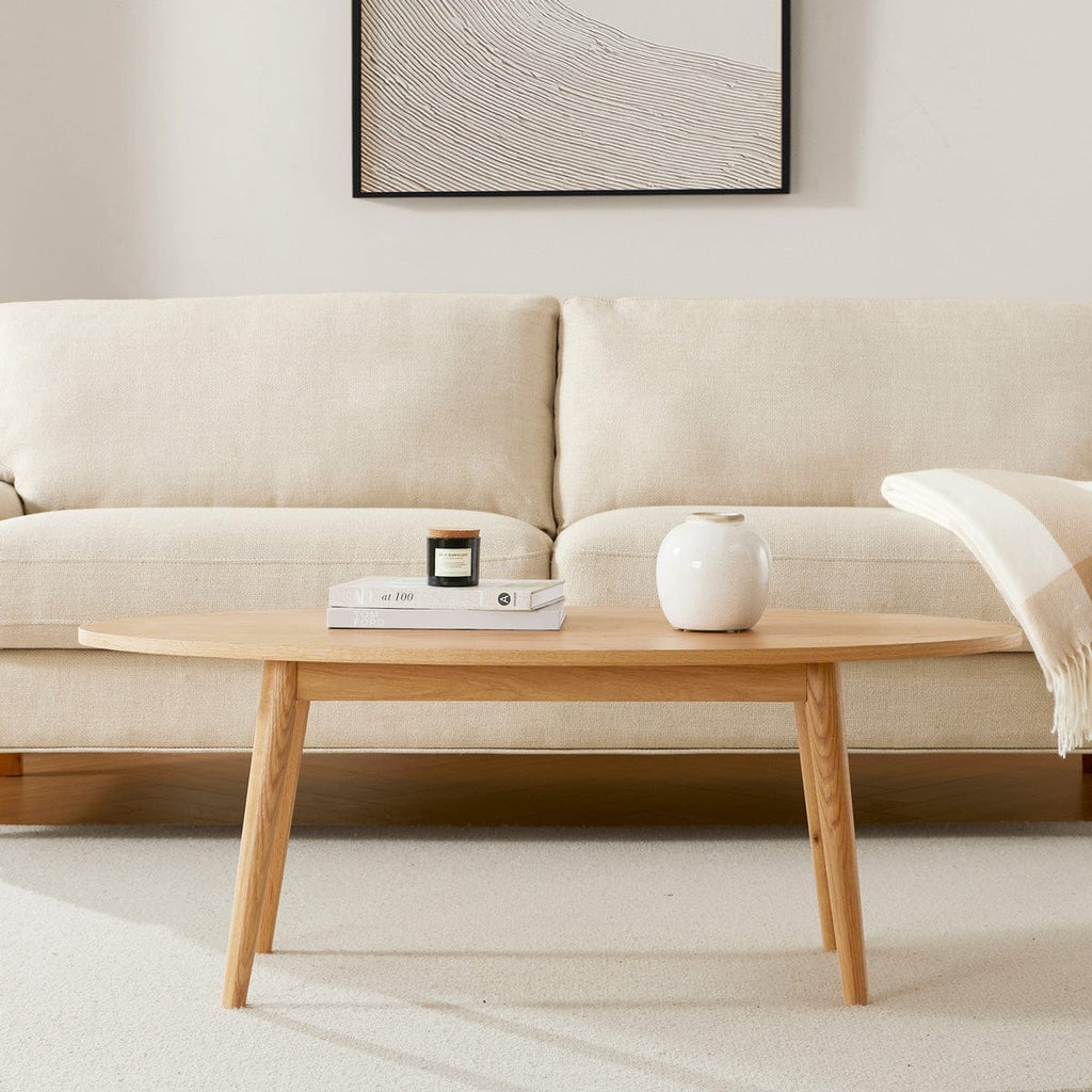 Dusklia - Heidi Solid Oak Oval Coffee Table - Light Wood