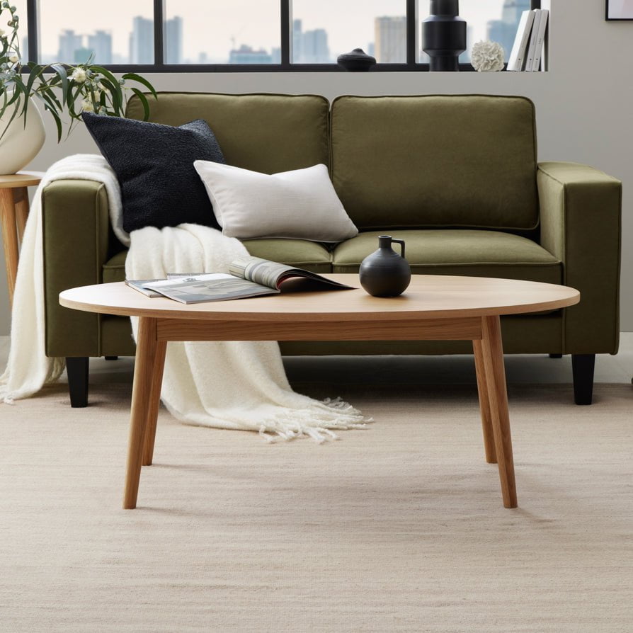 Dusklia - Heidi Solid Oak Oval Coffee Table - Light Wood