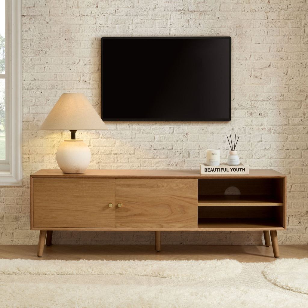 Dusklia - Heidi Oak Tv Unit for TVs up to 60 - Light Wood