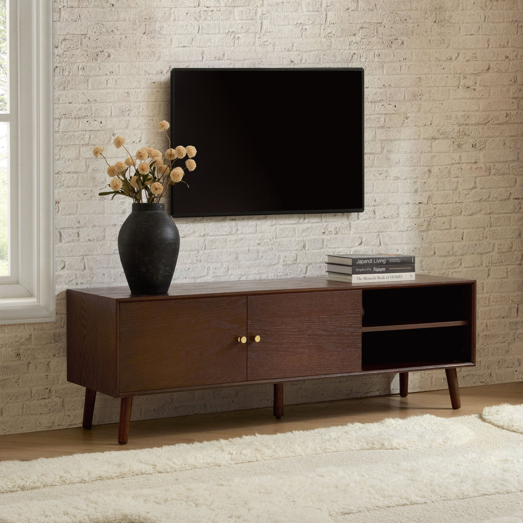 Dusklia - Heidi Oak TV Unit for TVs up to 60- Walnut
