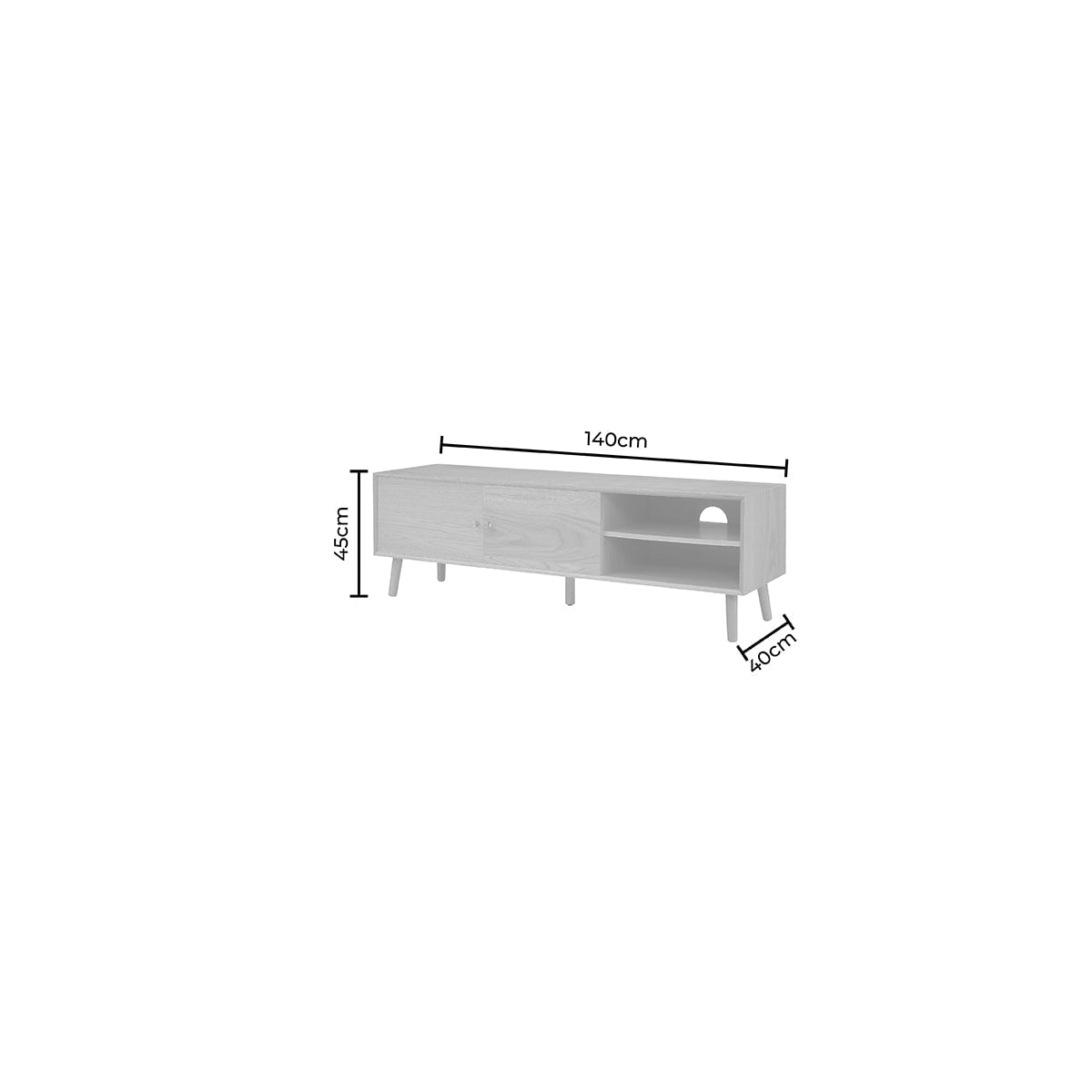 Dusklia - Heidi Oak Tv Unit for TVs up to 60 - Light Wood