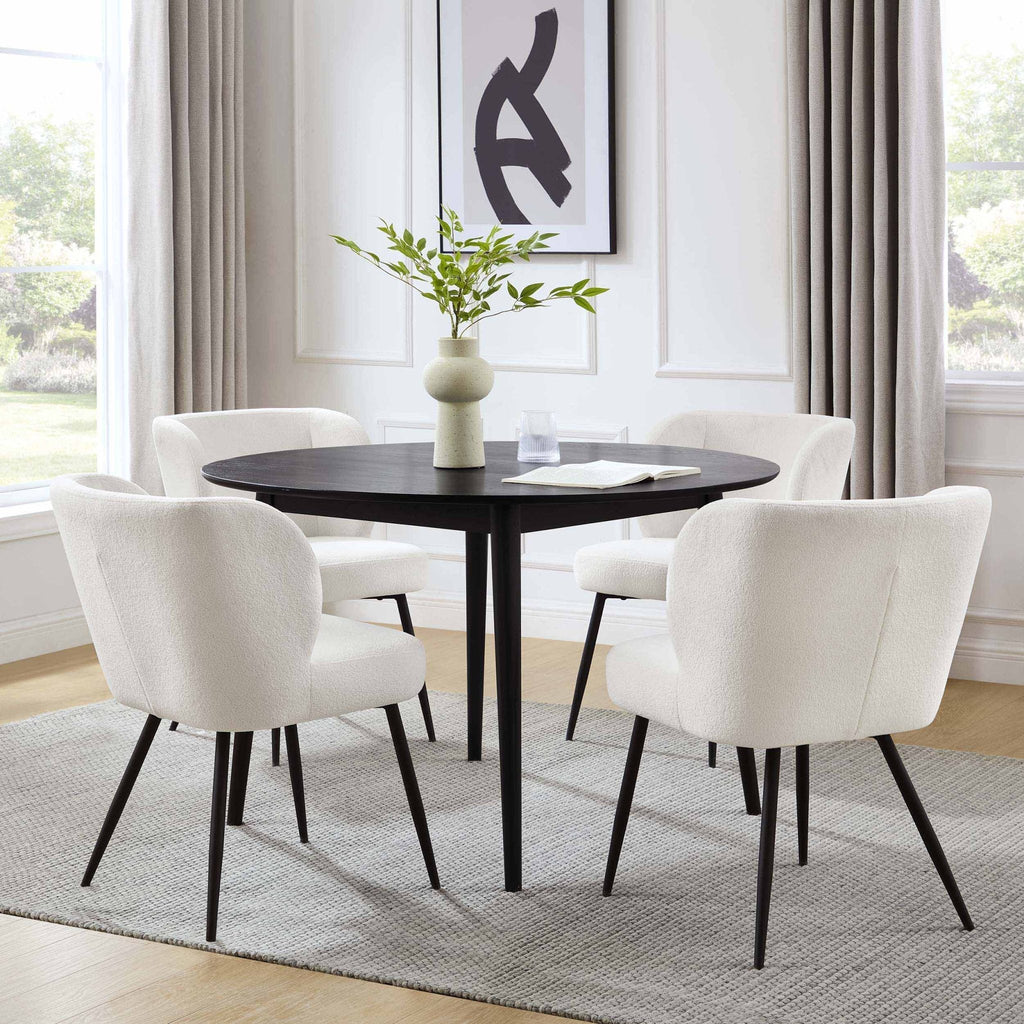 Dusklia - Heidi Solid Oak 4-6 Seater Round Dining Table - Black
