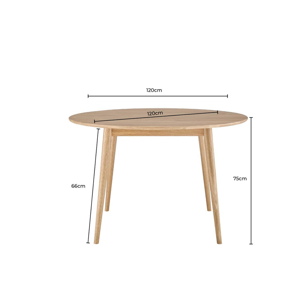 Dusklia - Heidi Solid Oak 4-6 Seater Round Dining Table - Natural