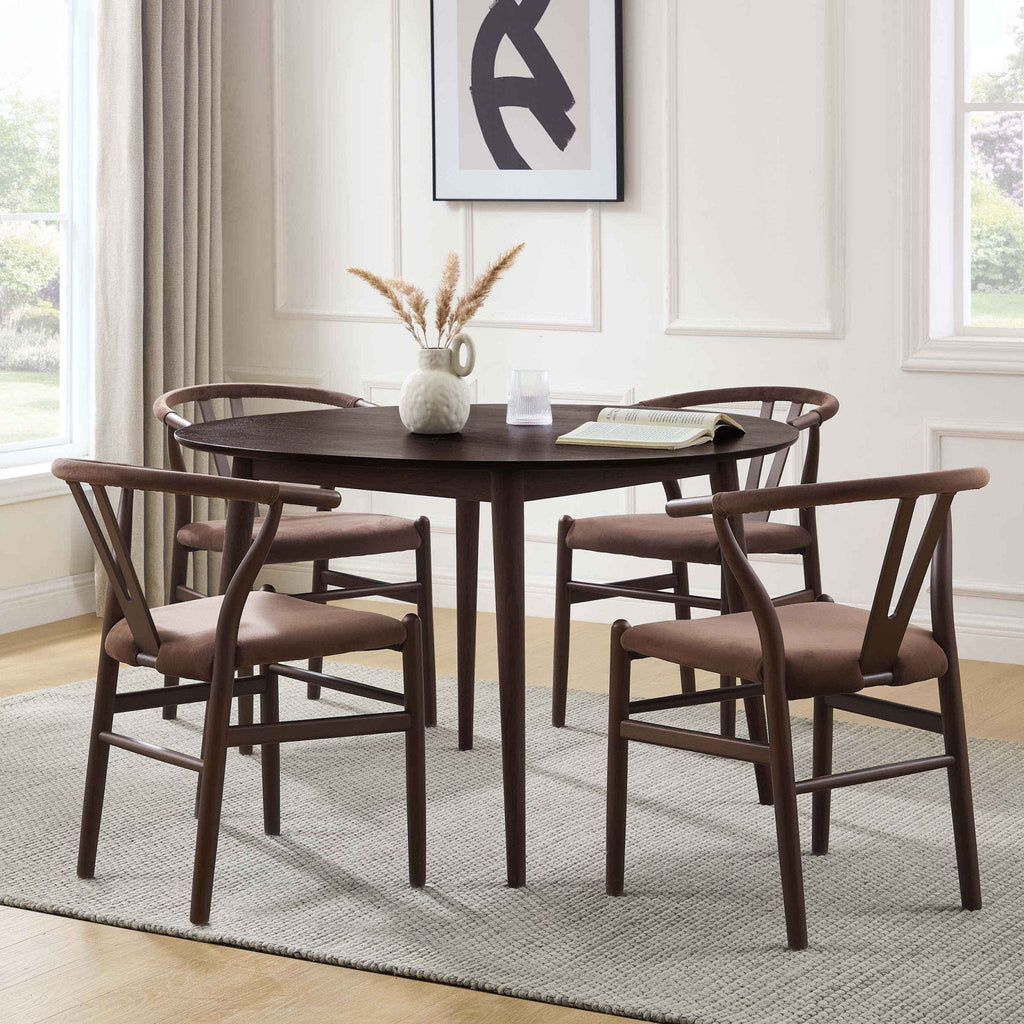 Dusklia - Heidi Solid Oak 4-6 Seater Round Dining Table - Walnut