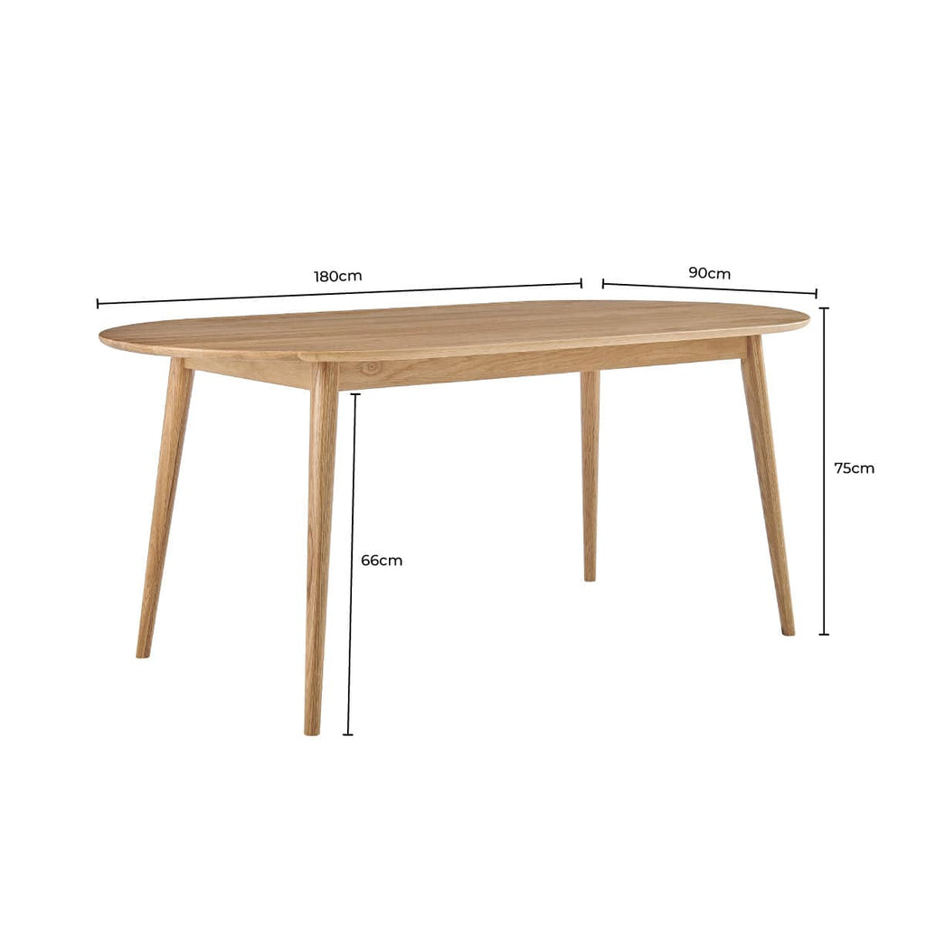 Dusklia - Heidi Solid Oak Oval 4-6 Seater Dining Table - Natural