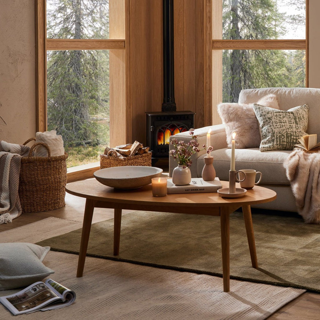 Dusklia - Heidi Solid Oak Oval Coffee Table - Light Wood