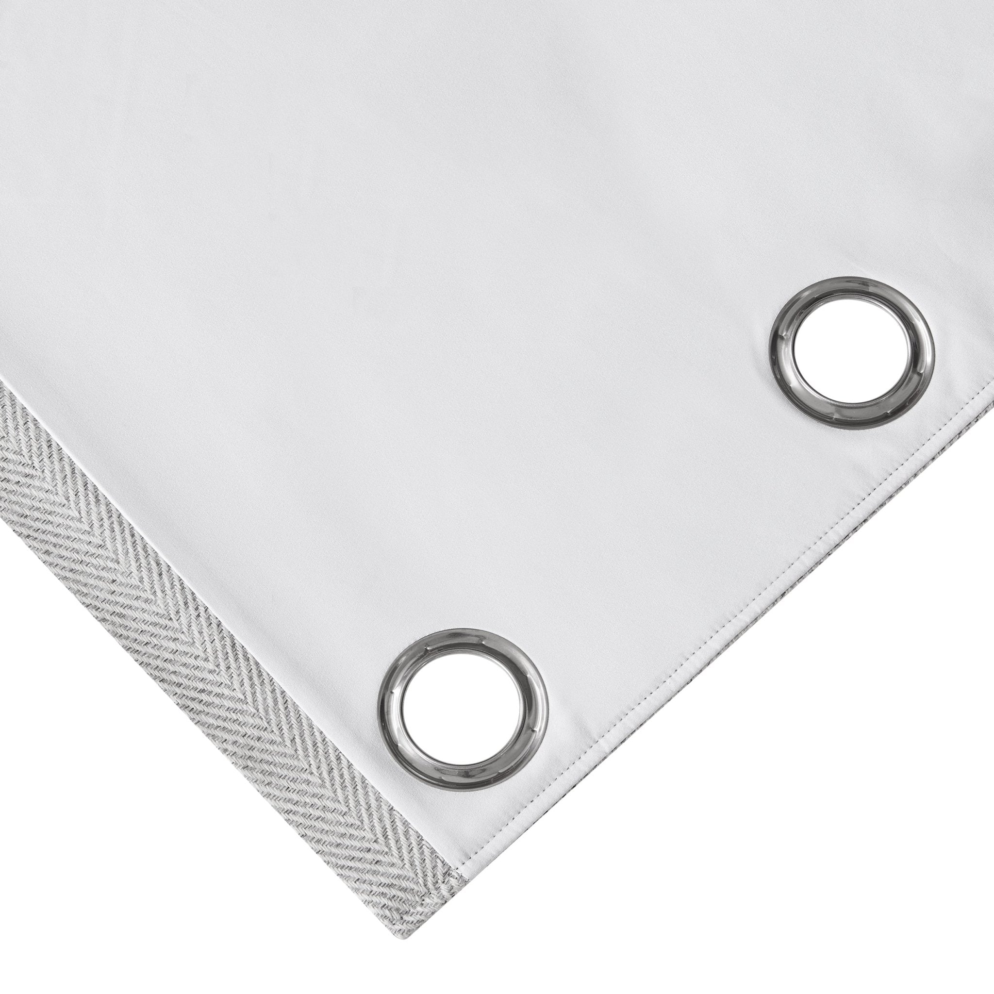 Dusklia - Herringbone Thermal Blackout Eyelet Curtains - Light Grey