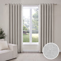 Dusklia - Herringbone Thermal Blackout Eyelet Curtains - Light Grey