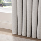 Dusklia - Herringbone Thermal Blackout Eyelet Curtains - Light Grey