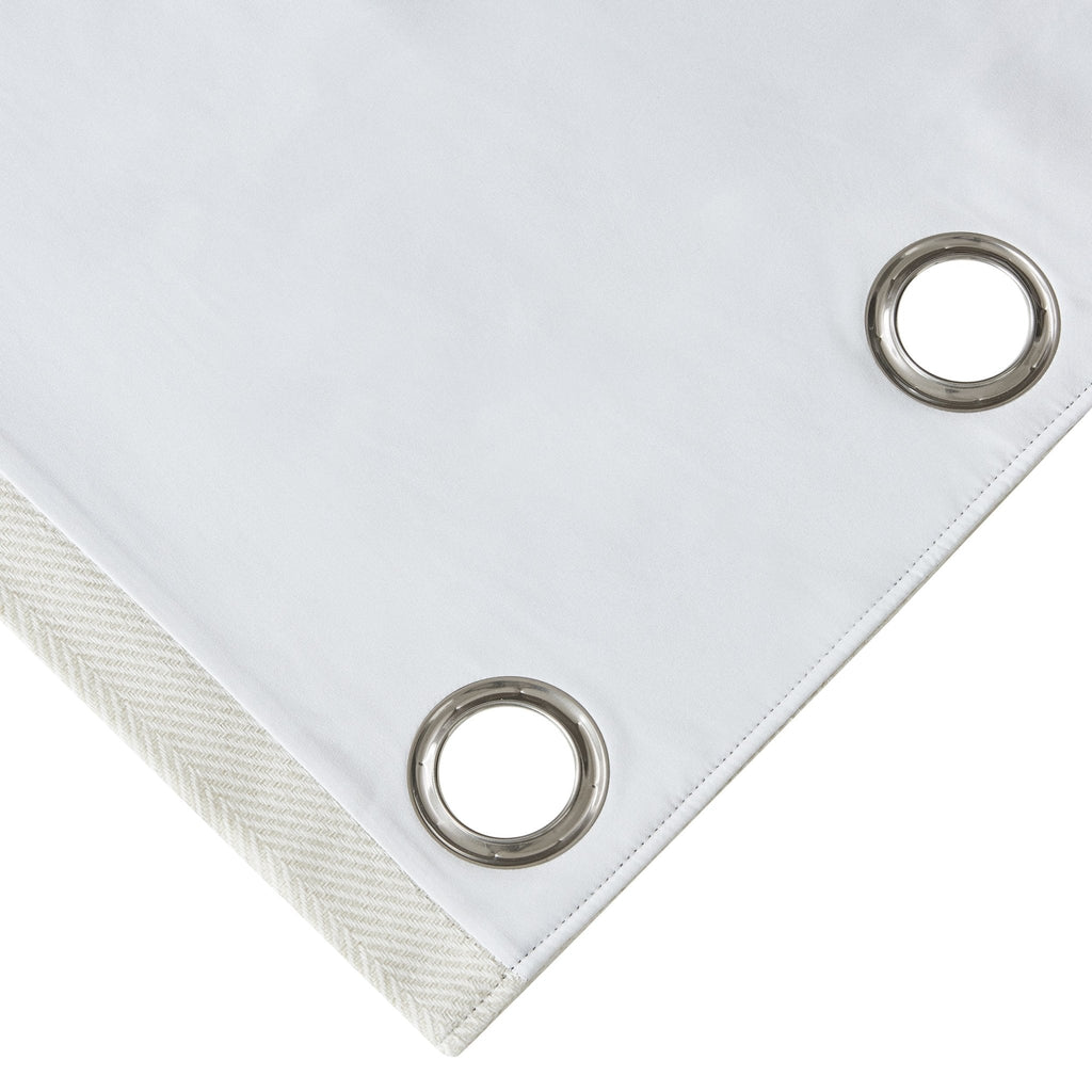 Dusklia - Herringbone Thermal Blackout Eyelet Curtains - Off White