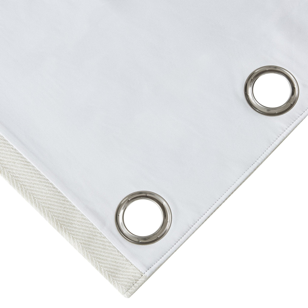 Dusklia - Herringbone Thermal Blackout Eyelet Curtains - Off White