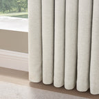 Dusklia - Herringbone Thermal Blackout Eyelet Curtains - Off White