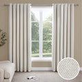Dusklia - Herringbone Thermal Blackout Eyelet Curtains - Off White