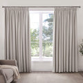 Dusklia - Herringbone Thermal Blackout Pencil Pleat Curtains - Light Grey