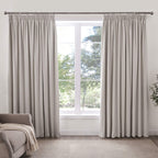 Dusklia - Herringbone Thermal Blackout Pencil Pleat Curtains - Light Grey