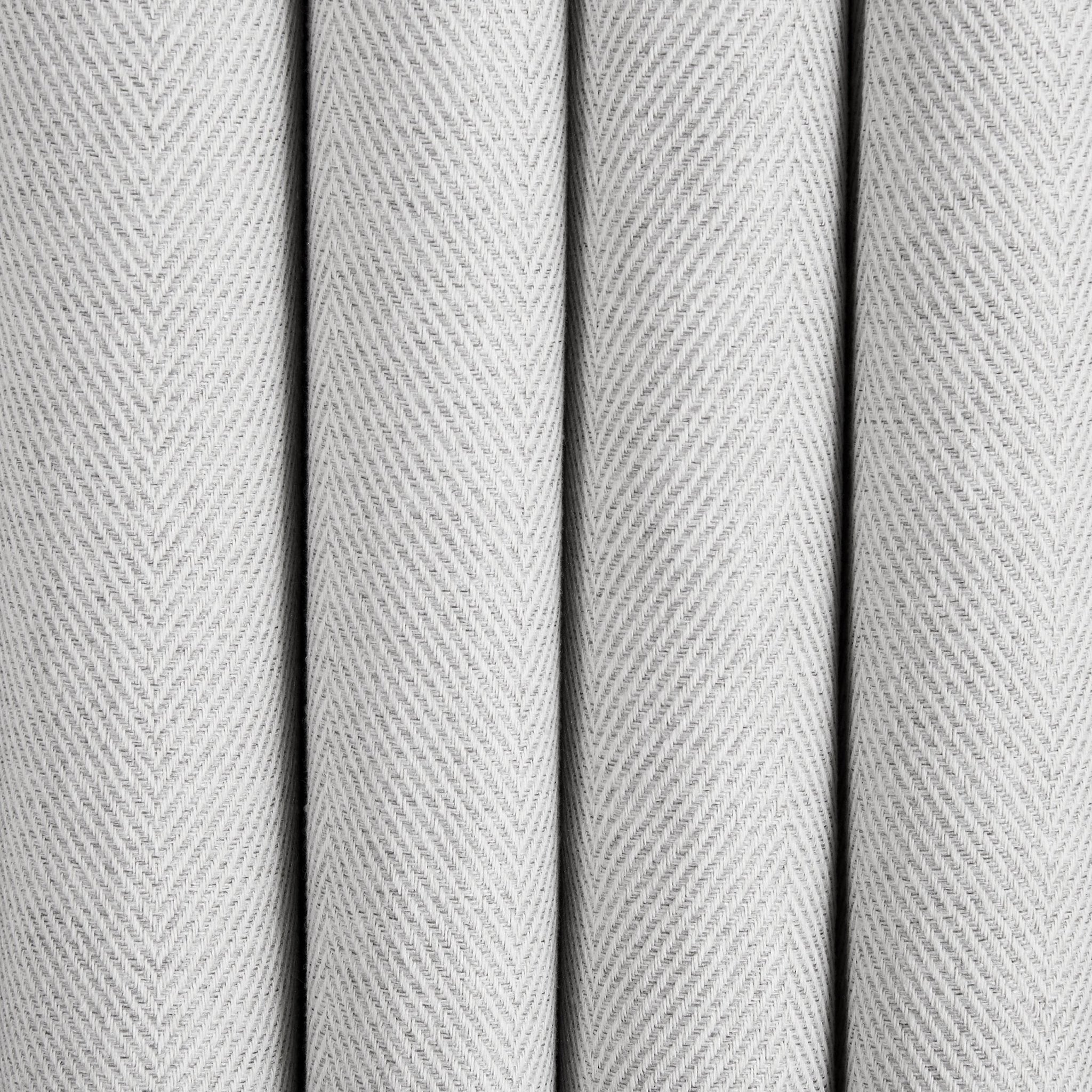 Dusklia - Herringbone Thermal Blackout Pencil Pleat Curtains - Light Grey