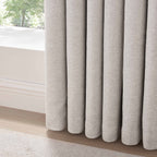 Dusklia - Herringbone Thermal Blackout Pencil Pleat Curtains - Light Grey