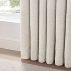 Dusklia - Herringbone Thermal Blackout Pencil Pleat Curtains - Off White